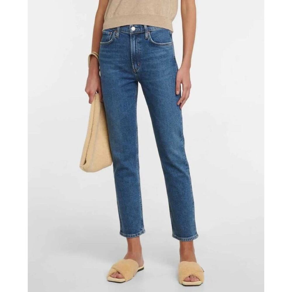AGOLDE Organic Cotton Straight Leg Rigid Jeans in Cinema Blue Womens 31